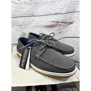 Aston Marc Mens Grey Suede Boat Shoes Lace Up Low Top Sneakers Size 12